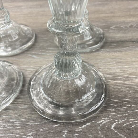 (8) Vintage Tall Colonial Ribbed Drinking Glass Hand Blown Unbranded 7 1/2 - Picture 3 of 9